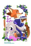  anthro canine clothed clothing disney duo fox fur judy_hopps lagomorph male mammal nick_wilde rikuo_(artist) simple_background zootopia 