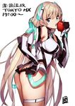  angela_balzac apple ass blue_eyes deva_battle_suit eating elbow_gloves eyebrows_visible_through_hair flat_ass food from_side fruit gloves hair_ornament hand_on_hip headgear leaning_forward leotard long_hair looking_at_viewer looking_to_the_side low_twintails open_mouth rakuen_tsuihou saitou_masatsugu shirt simple_background sketch solo thigh_strap twintails very_long_hair white_background 