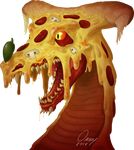  2017 alpha_channel cheese dragon fangs food mushroom omny87 pepperoni pizza sharp_teeth simple_background solo teeth transparent_background 