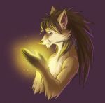  anthro canine claws eyes_closed female fur hair light long_hair magic_user mammal nude priest signature simple_background solo sparkles teeth video_games warcraft were werewolf wolf worgen xuza 