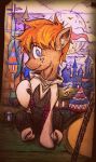  2016 blue_eyes brown_fur clothing equine feral fur hair horse mammal night orange_hair pony smile solo traditional_media_(artwork) yourfavoritelemonade 