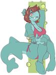  anthro blush breasts clothed clothing female fish looking_at_viewer marine polywomple shark smile solo teeth 
