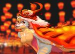  2016 angiewolf anthro blurred_background breasts dragon featureless_breasts female nude smile solo standing tongue 