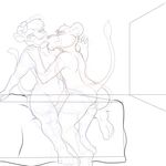  bahati_whiteclaw bedroom breasts butt cuddling disney duo exwolf85 female female/female flower flower_in_hair fringe happy kissing love nude plant pussy raised_tail romantic_couple sketch tail_tuft the_lion_king tuft under_boob vitani 