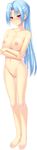  artist_request ass_visible_through_thighs barefoot blush breasts crossed_arms full_body highres large_breasts light_blue_hair long_hair long_image mole mole_under_eye natsu_no_majo_no_parade navel nipples no_pussy nose_blush nude pink_eyes ponytail smile solo source_request tall_image transparent_background 