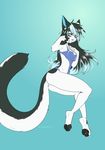  anthro blush breasts clothing feline female fur hair looking_at_viewer mammal miiyori smile solo swimsuit 