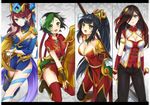  alternate_costume alternate_hair_color aqua_eyes bangle black_hair blue_eyes blush bracelet braid breasts caitlyn_(league_of_legends) chinese_clothes cleavage cleavage_cutout earrings fang firecracker_jinx flower green_eyes green_hair hair_flower hair_ornament hair_over_one_eye hair_tubes jewelry jinx_(league_of_legends) katarina_du_couteau konomoto_(knmtzzz) large_breasts league_of_legends looking_at_viewer lunar_wraith_caitlyn medium_breasts multicolored_hair multiple_girls nidalee open_mouth parted_lips pointy_ears ponytail red_hair scar scar_across_eye thighhighs two-tone_hair warring_kingdoms_katarina warring_kingdoms_nidalee 
