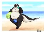  2016 anthro beach bulge cetacean clothing dusty-pixels eyewear food male mammal marine musclegut nipples orca overweight seaside smile solo standing sunglasses swimsuit tagme thick_thighs whale 
