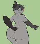  2016 alternate_color anthro big_butt butt dewott dusty-pixels eyewear glasses looking_at_viewer looking_back male mammal mustelid nintendo nude pok&eacute;mon pok&eacute;morph rear_view simple_background smile solo standing video_games wide_hips 