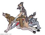  anal canine erection group group_sex knot male male/male mammal mottenfest saliva sex threesome 