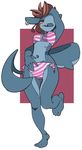  anthro breasts clothed clothing female fish hair looking_at_viewer marine navel polywomple shark smile solo standing wide_hips 