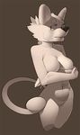  anthro breasts canine featureless_breasts female looking_at_viewer mammal nude polywomple restricted_palette solo standing 