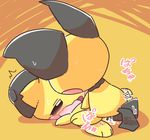  ambiguous_fluids ambiguous_gender blush duo japanese_text mammal nettsuu nintendo open_mouth pichu pok&eacute;mon rodent sex simple_background sweat text video_games yellow_background 