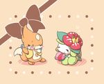  ambiguous_gender blush bow candy chocolate eyes_closed feral floatzel flora_fauna flower food fur gift holidays lilligant nettsuu nintendo open_mouth plant pok&eacute;mon simple_background smile valentine&#039;s_day video_games 