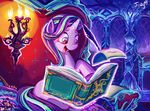  2017 book candle candlelight equine feathers female feral fire friendship_is_magic hair horn inside jowybean loose_feather magic mammal multicolored_hair my_little_pony paper purple_eyes quill smile solo starlight_glimmer_(mlp) two_tone_hair unicorn unicorn_horn 