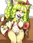 artist_request brown_yes cat character_request fullbokko_heroes furry green_hair japanese_clothes long_hair 
