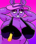  armpits big_breasts breasts cleavage clothed clothing female grope huge_breasts lagomorph mammal navel overweight rabbit rabbit_shopkeeper raised_arm solo_focus undertale unknown_artist video_games 