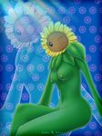  2017 anthro areola breasts butt digital_media_(artwork) eyelashes female flora_fauna flower humanoid leafs looking_at_viewer navel nipples not_furry nude one_eye_closed petals pinup plant plants_vs_zombies pose simple_background smile solo sunflower video_games wink znhc 