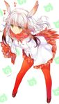  artist_name bangs blunt_bangs eighth_note frilled_sleeves frills gloves head_wings japanese_crested_ibis_(kemono_friends) japari_symbol kemono_friends long_sleeves looking_at_viewer min-naraken multicolored_hair musical_note open_mouth pantyhose pleated_skirt red_gloves red_hair red_legwear shirt sidelocks signature skirt solo two-tone_hair white_hair white_shirt wide_sleeves yellow_eyes 