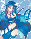  alternate_species blue_hair breasts female hair humanoid humanoidized kyogre legendary_pok&eacute;mon looking_at_viewer marine nintendo not_furry pok&eacute;mon solo takeshima_(nia) video_games 