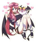  :d ankle_cuffs aty_(summon_night) beret black_footwear blue_eyes blush breasts cabbie_hat cleavage clenched_hand collar cosplay cropped_jacket demon_tail demon_wings fang full_body hair_between_eyes hair_flaps hands_up hat heart heart_background heart_eyes jacket kanoko_y keyhole large_breasts long_hair long_sleeves looking_at_viewer navel open_clothes open_jacket open_mouth pink_hat pink_jacket puffy_sleeves red_hair rutile_(summon_night) rutile_(summon_night)_(cosplay) shoes sidelocks smile spikes strapless summon_night summon_night_3 tail tattoo tubetop twitter_username very_long_hair white_background wings 