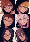  ahoge black_hair blonde_hair blue_eyes brown_eyes brown_hair danganronpa danganronpa_1 eyelashes glasses green_eyes hair_between_eyes highres hinata_hajime hood hood_up hoodie kamukura_izuru komaeda_nagito long_hair male_focus matsuda_yasuke multiple_boys naegi_makoto nb5591 one_eye_closed open_mouth red_eyes short_hair smile super_danganronpa_2 togami_byakuya yellow_eyes 