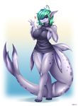  &lt;3 2017 anthro breasts clothed clothing female fish hair hi_res long_hair looking_at_viewer marine mleonheart multicolored_hair one_eye_closed shark solo translucent_hair two_tone_hair wink 