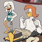 absurd_res anatid anseriform anthro avian bird clothing della_duck disney duck ducktales ducktales_(2017) duo female hexecat hi_res launchpad_mcquack lingerie male prosthetic skimpy_swimwear