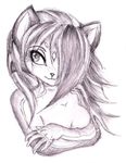  1girl canine female fox furry hair_over_one_eye krystal monochrome portrait shiroiwolf_(artist) sketch solo star_fox vixen vulpine white_background 