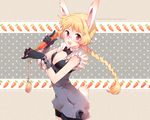  alice_in_wonderland animal_ears bad_id bad_pixiv_id blonde_hair braid breasts bunny_ears bunny_tail long_hair nardack red_eyes single_braid small_breasts solo tail white_rabbit 