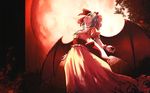  absurdres blood blue_hair devil_wings dress flower hat highres moon night red_eyes red_moon remilia_scarlet ribbon smile touhou wings yasuyuki 