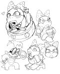  1boy 1girl bangle bead_necklace beads blush bow bracelet brother_and_sister crossed_legs cup dancho_no_mori drink drinking drinking_straw fangs fangs_out glasses greyscale heart holding holding_cup iggy_koopa jewelry koopa_clown_car mario_(series) monochrome multiple_views necklace on_stool open_mouth polka_dot polka_dot_bow siblings sitting smile spiked_shell tail thick_lips topknot turtle_shell uneven_eyes v-shaped_eyebrows v-shaped_eyes wendy_o._koopa 