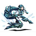  absurdly_long_hair armor armored_boots blue_eyes blue_hair boots covered_navel divine_gate finger_to_mouth full_body gloves kelvin_(divine_gate) long_hair looking_at_viewer low-tied_long_hair official_art shadow solo transparent_background ucmm very_long_hair white_gloves 