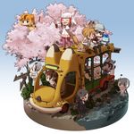  angry animal_ears bird bird_tail bird_wings blue_sky blush bus bush cherry_blossoms common_raccoon_(kemono_friends) driving eurasian_eagle_owl_(kemono_friends) fennec_(kemono_friends) food fox_ears fox_tail golden_snub-nosed_monkey_(kemono_friends) grass ground_vehicle head_wings hippopotamus_ears hirai_yukio holding holding_staff japanese_crested_ibis_(kemono_friends) japari_bun japari_bus juggling kaban_(kemono_friends) kemono_friends lucky_beast_(kemono_friends) monkey_ears motor_vehicle multiple_girls music nature northern_white-faced_owl_(kemono_friends) open_mouth otter_ears outdoors partially_submerged raccoon_ears river serval_(kemono_friends) serval_ears serval_print serval_tail signpost singing sky small-clawed_otter_(kemono_friends) smile sparrow staff tail tree watching water wings 