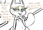  2017 anthro blush breasts clothed clothing clothing_lift cynthia_vison dialogue disney english_text eyeshadow fan_character female inkyfrog looking_at_viewer makeup mammal mature_female mustelid navel polecat restricted_palette shirt shirt_lift simple_background small_breasts solo talking_to_viewer teal_eyes text white_background zootopia 