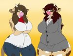  anthro avoid_posting bovine breasts cattle clothing ensayne female freckles horn mammal muzzle_(disambiguation) skirt thick_thighs 