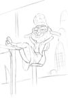  2017 akiric anthro barefoot black_and_white caprine chair clothed clothing dawn_bellwether disney eyewear female glasses hands_behind_head mammal monochrome reclining sheep sitting smile solo table wool zootopia 