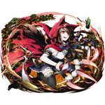  animal_ears black_legwear blue_bow blue_skirt bow bowtie cape divine_gate dress full_body hair_ornament hair_scrunchie high_heels little_red_riding_hood little_red_riding_hood_(divine_gate) long_hair looking_at_viewer official_art pleated_skirt red_eyes red_footwear red_hood scissors scrunchie shirt shoes sidelocks skirt sleeveless sleeveless_dress solo tail thighhighs tongue tongue_out transparent_background ucmm white_shirt wolf_ears wolf_tail zettai_ryouiki 