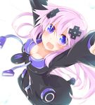  1girl adult_neptune breasts long_hair open_mouth purple_hair smile solo 