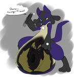  3_toes abstract_background black_stomach collar cyndan dialogue internal lopunny lucario meganovav1_(character) nintendo oral_vore pok&eacute;mon tagme toes video_games vore voregence 