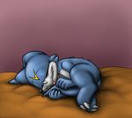  ambiguous_gender anthro c0nnerc00n claws cute digimon dragon lying scalie simple_background sleeping smile solo tongue tongue_out veemon 