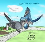  &lt;3 2017 3_toes avian beak beakjob bird black_eyes blue_feathers blue_jay claws corvid cum cum_in_beak cum_in_mouth cum_inside detailed_background dialogue digital_media_(artwork) duo english_text erection evan_(windpaw) farm feathers fellatio feral feral_on_feral ferobird grey_feathers hi_res in_tree looking_at_viewer male male/male oral oral_penetration penetration penis sex shrike smile smirk sound_effects tail_feathers talons tapering_penis text timothy_(windpaw) toes uppmap123 wings 
