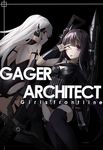  ;p architect_(girls_frontline) asymmetrical_clothes bare_back black_hair character_name gager_(girls_frontline) girls_frontline gun highres long_hair looking_at_viewer mag_(mag42) multiple_girls one_eye_closed pale_skin purple_eyes sangvis_ferri silver_hair thighhighs tongue tongue_out v weapon yellow_eyes 