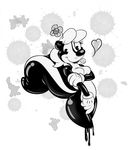  &lt;3 anthro female flower goo lockheedskunk looking_at_viewer mammal monochrome plant rubber shiny skunk solo tongue tongue_out toony transformation 