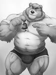  abs alcohol bear belly beverage biceps bulge claws clothed clothing cozy father fur grisser grizzly_bear grizzlybj&ouml;rn grizzlybjorn groin invalid_tag looking_at_viewer male mammal muscular one_eye_closed parent paws pecs simple_background smile solo wink 