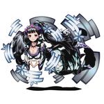  blue_nails breasts choker cleavage collarbone divine_gate dress elizabeth_(divine_gate) floating_hair full_body grey_hair hair_ornament heart heart_hands high_heels large_breasts long_hair nail_polish official_art purple_eyes smile solo transparent_background ucmm very_long_hair 