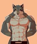  abs anthro biceps canine digital_media_(artwork) fur hittoga male mammal multicolored_fur muscular muscular_male nipples pecs solo wolf 