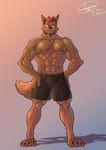  abs anthro big_muscles canine clothed clothing fur husky_(artist) koreanhusky male mammal muscular muscular_male nipples pecs topless 