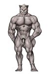  abs anthro balls biceps big_muscles fangs fur hands_on_hips husky_(artist) invalid_tag koreanhusky looking_at_viewer male mammal muscular muscular_male navel nipples nude pecs penis pose pubes smile solo teeth 