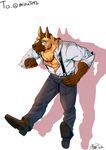  2017 abs anthro big_muscles canine clothed clothing dog fur german_shepherd husky_(artist) koreanhusky male mammal muscular muscular_male pecs 